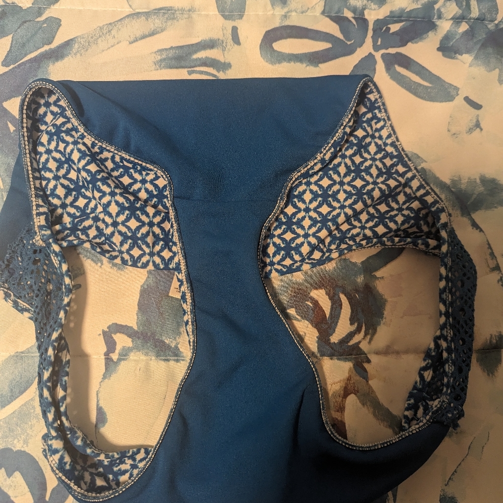 XL Blue and White Halter Top Bathing Suit - Picture 15 of 16
